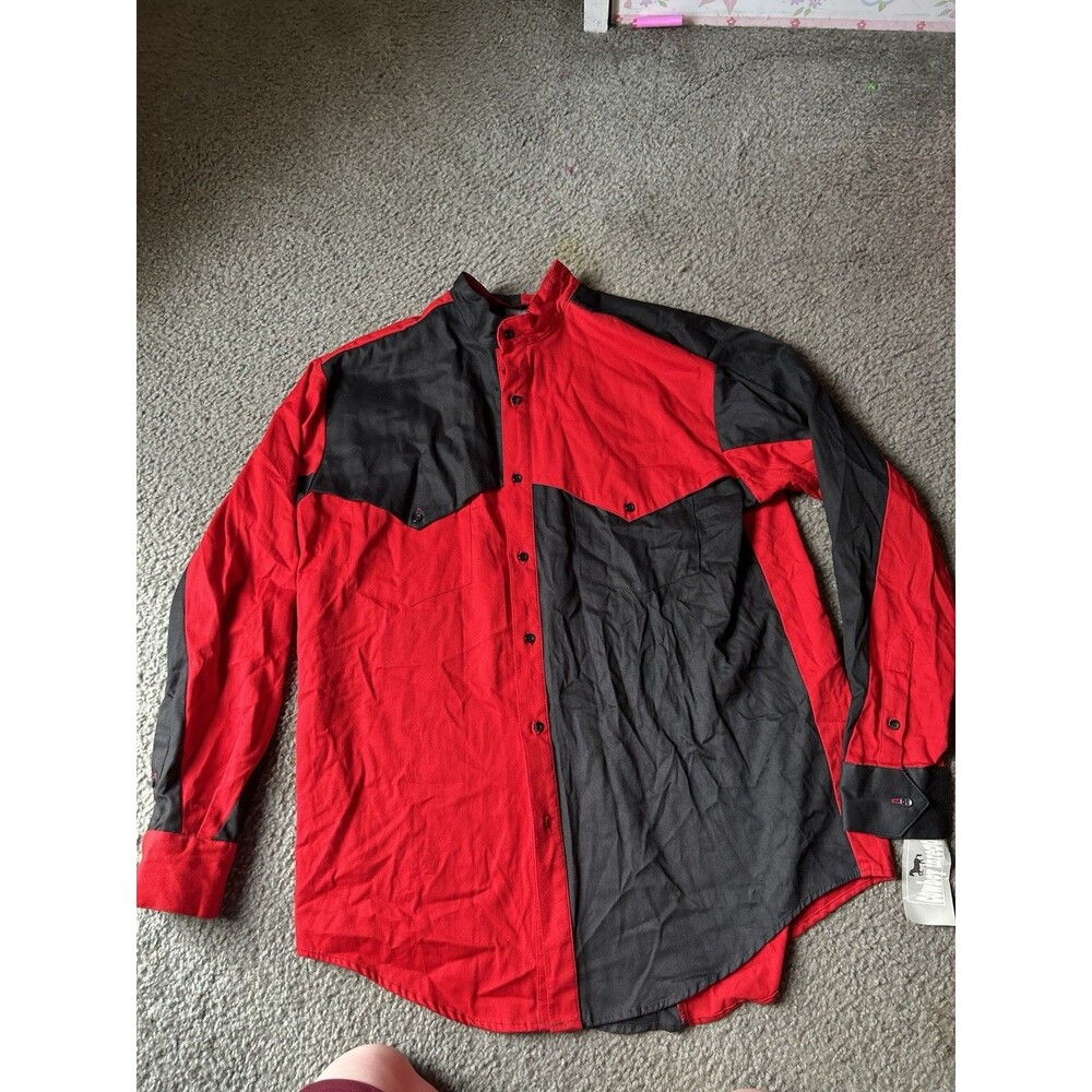NWT Cowbody Threads Color Block Red & Black Button Down Shirt Sz LARGE